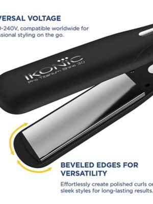 best hair straightener for thick hair Ikonic Pro titanium shine 3.0 with universal voltage
