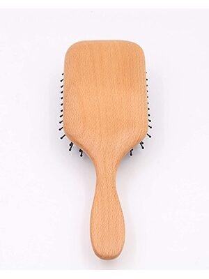 wood hair brush back view