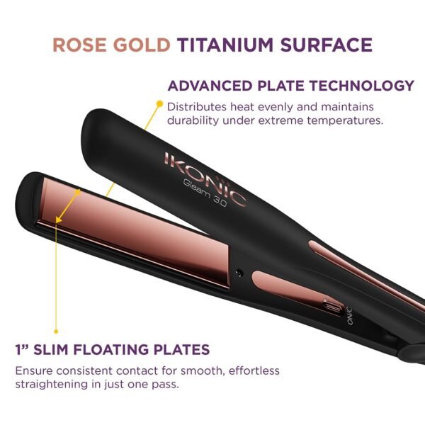Ikonic gleam hair straightener 3.0 rose gold titanium