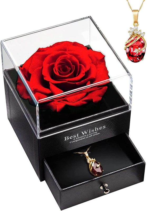gifts for her forever rose and necklace