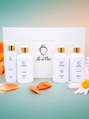 skin care gift set Fio de Ouro skin care box and bottles