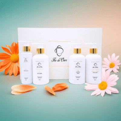 skin care gift set Fio de Ouro skin care box and bottles