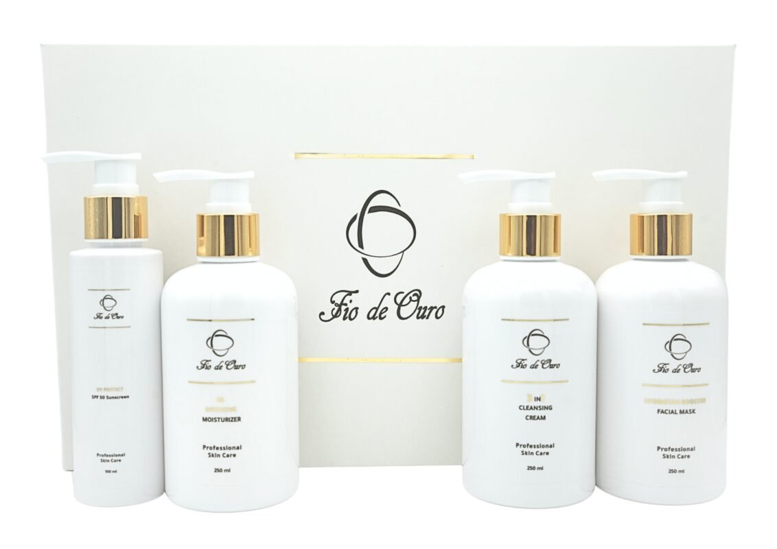 skin care gift set Fio de Ouro skin care box and bottles