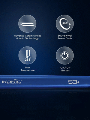 Ikonic S3+ Electric Hair Straightener (Blue & Black) features